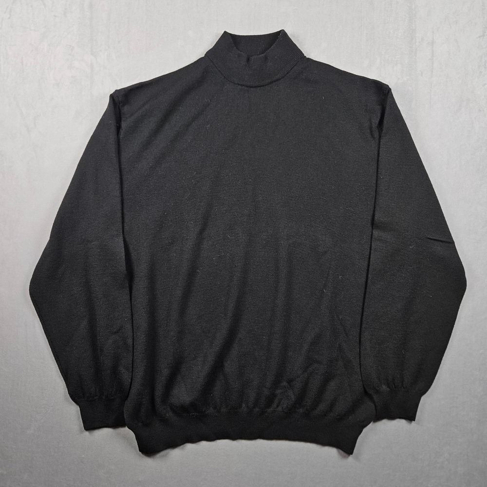 Vintage Principe Merino Wool Sweater Mens Large Black Mock Neck Made In Italy